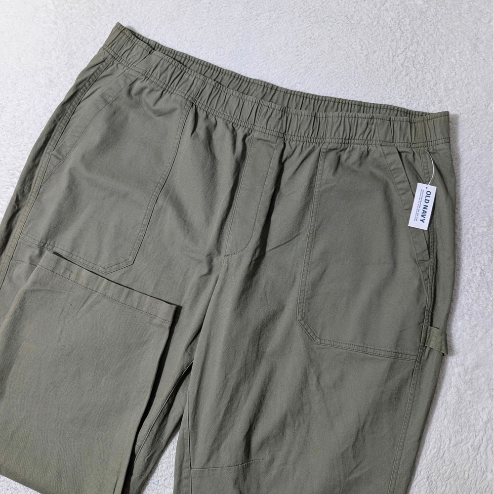 NEW! Old Navy Pulla Utility Pants Women 2X Green Stretch High Rise Inseam 27.5